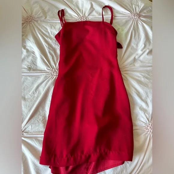 red lucy in the sky dress Ruffle Bodycon Dress in Red